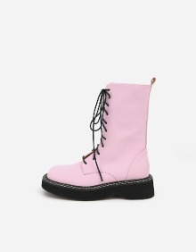 COLOR LACE UP MIDDLE BOOTS