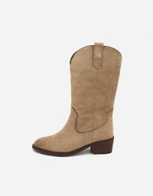 SUEDE WIDE WESTERN MIDDLE BOOTS