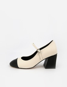 TWO TONE MARY JANE MIDDLE HEEL